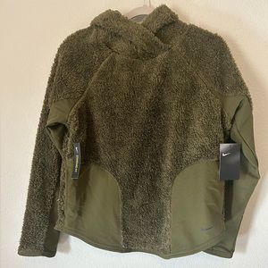 Nike Sherpa Therma Fleece Pullover Hoodie NWT Dark Olive Green Size S